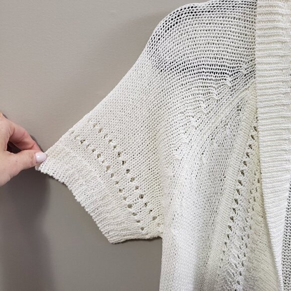 Denver Hayes * Cream Short Sleeve Cardigan * Sz Lg - Picture 6 of 9